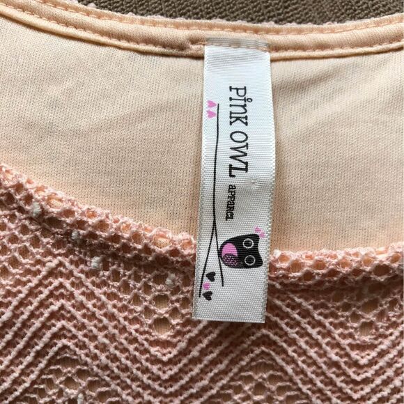 Y2K Peach Pink Owl Apparel Sleeveless Skater Fit and Flare Dress - Size Small - Picture 5 of 11